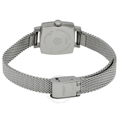 ساعة تيسو النسائية الجميلة ذات المينا الأزرق المربعة المصنوعة من الكوارتز