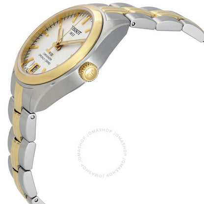 ساعة تيسو PR 100 أوتوماتيكية للسيدات بمينا فضي