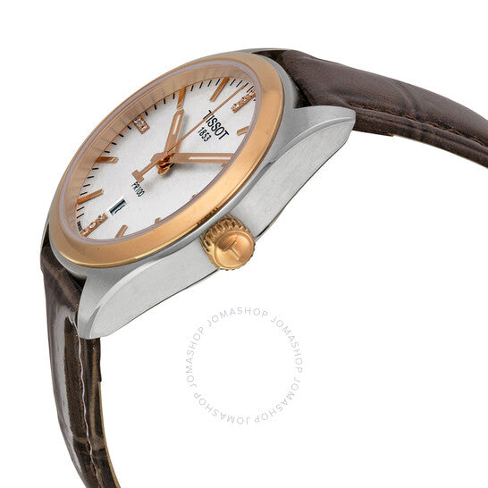 Tissot, PR100 Silver Dial Brown Leather Ladies Watch T1012102603600