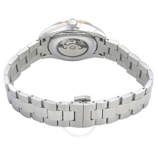 ساعة تيسوت النسائية الأوتوماتيكية من الذهب تي-جولد مرصعة بالألماس