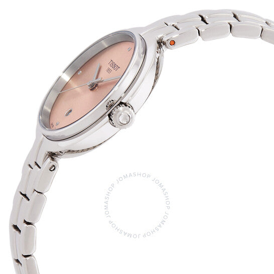 ساعة تي-ليدي كوارتز نسائية من تيسوت، بمينا وردي مرصعة بالألماس