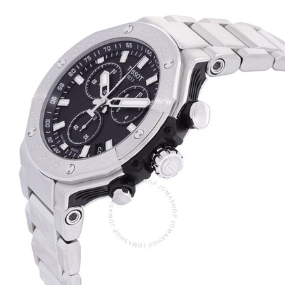 ساعة تيسو تي-ريس كرونوغراف كوارتز للرجال بمينا سوداء