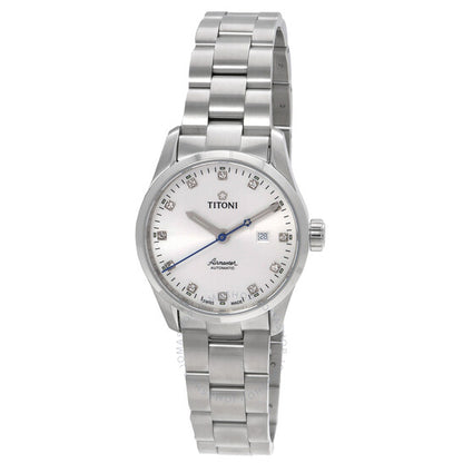 ساعة تيتوني ايرماستر أوتوماتيكية للسيدات بمينا فضي