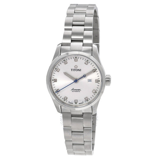 ساعة تيتوني ايرماستر أوتوماتيكية للسيدات بمينا فضي