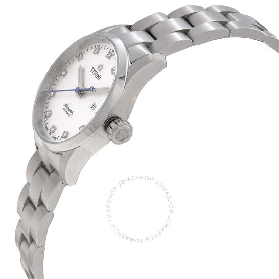 ساعة تيتوني ايرماستر أوتوماتيكية للسيدات بمينا فضي