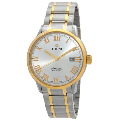 ساعة تيتوني ايرماستر أوتوماتيكية للرجال بمينا فضي