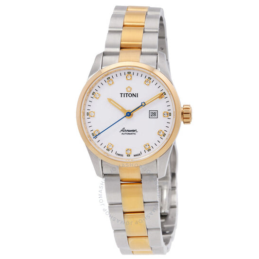 ساعة تيتوني ايرماستر أوتوماتيكية للسيدات بمينا أبيض