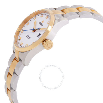 ساعة تيتوني ايرماستر أوتوماتيكية للسيدات بمينا أبيض