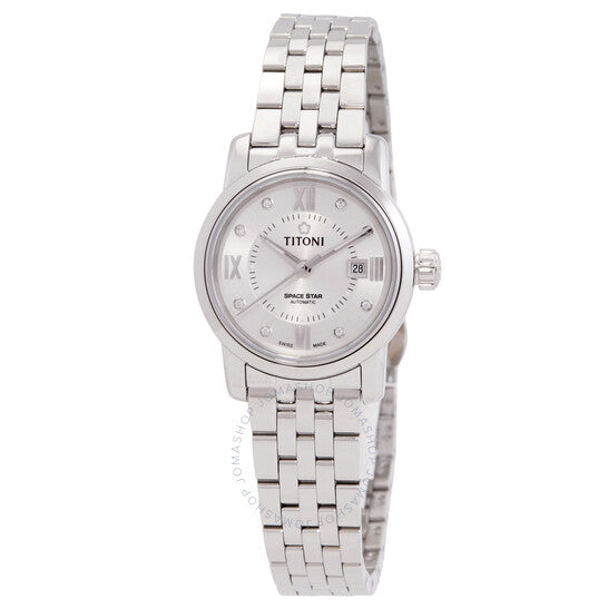 ساعة تيتوني، سبيس ستار أوتوماتيكية للسيدات بمينا فضي