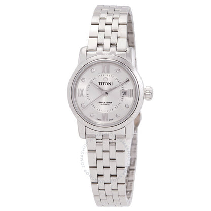 ساعة تيتوني، سبيس ستار أوتوماتيكية للسيدات بمينا فضي