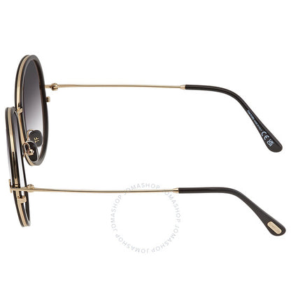 نظارات شمسية نسائية دائرية من توم فورد، لون دخاني متدرج