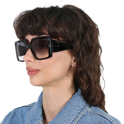 Tom Ford, Quinn Smoke Gradient Square Ladies Sunglasses