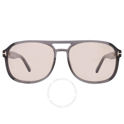 نظارات شمسية توم فورد روسكو بايلوت للرجال باللون البني الفاتح