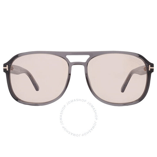 نظارات شمسية توم فورد روسكو بايلوت للرجال باللون البني الفاتح