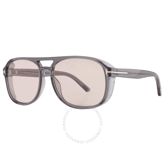 نظارات شمسية توم فورد روسكو بايلوت للرجال باللون البني الفاتح