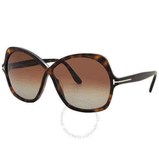 نظارات شمسية نسائية من توم فورد روزمين بلون بني متدرج على شكل فراشة