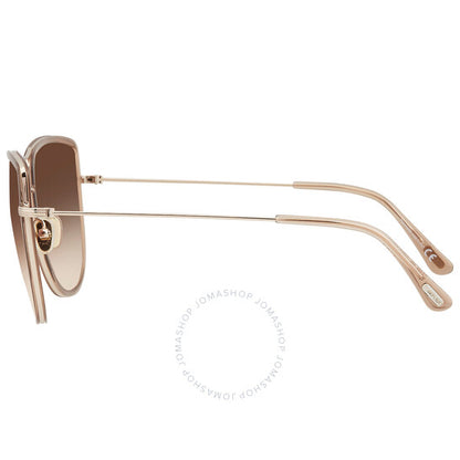 نظارات شمسية نسائية من توم فورد، تينا، بنية متدرجة، بتصميم عين القطة