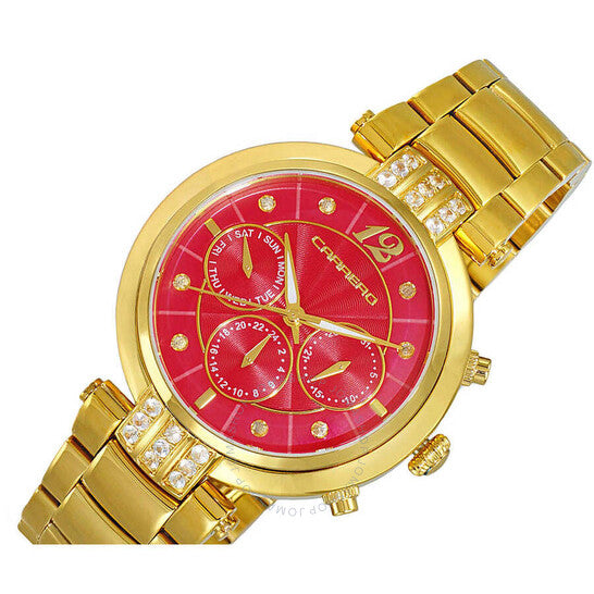 تورينو كاريرو، ساعة أديلينا جي إم تي كوارتز بمينا حمراء للسيدات