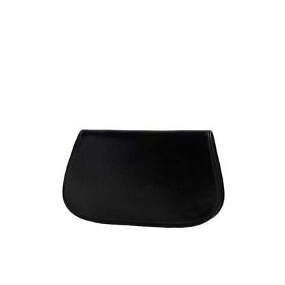 Black Leather Reva Clutch With Chain Strap