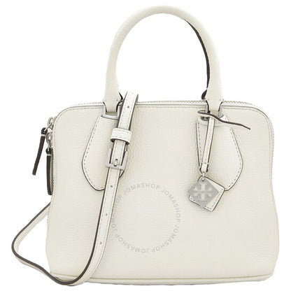 Tory Burch, White Pebbled Leather Mini Swing Satchel