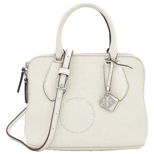 Tory Burch, White Pebbled Leather Mini Swing Satchel