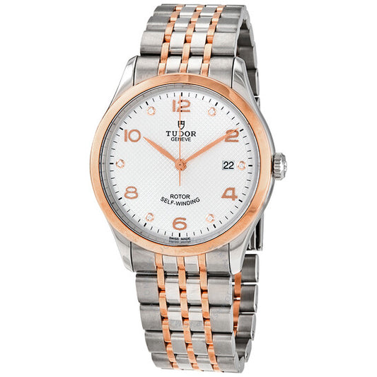 ساعة تيودور، 1926 أوتوماتيكية للرجال بمينا فضية مرصعة بالألماس، مقاس 39 مم