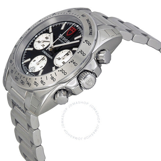 ساعة تيودور كرونوغراف بمينا سوداء وستانلس ستيل