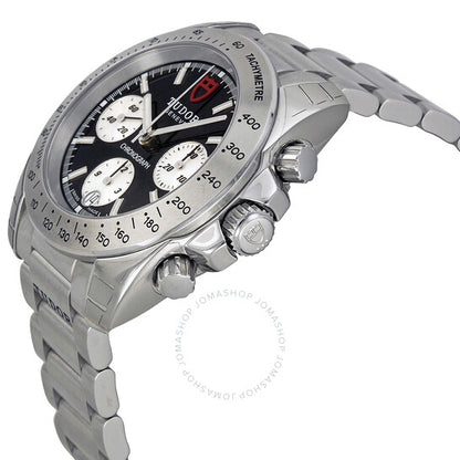 ساعة تيودور كرونوغراف بمينا سوداء وستانلس ستيل