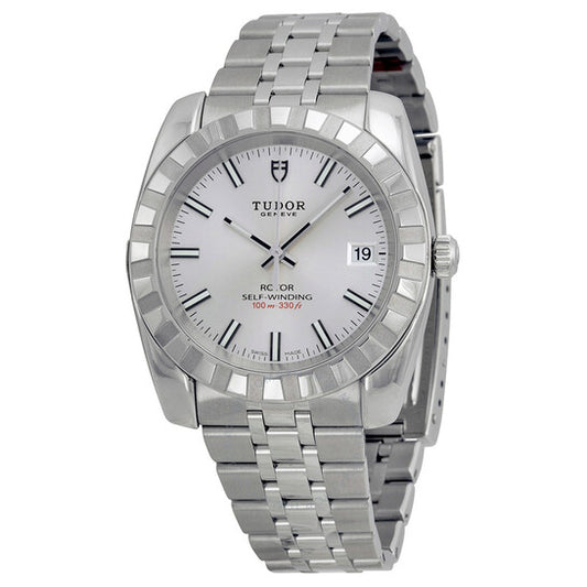 ساعة تيودور ديت كلاسيك أوتوماتيكية للرجال بمينا فضي وستانلس ستيل 21010-SVSSS
