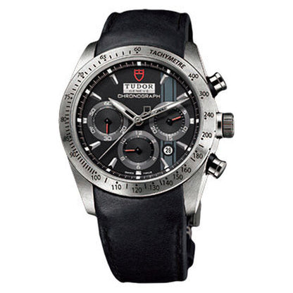 Tudor, Fastrider Black Dial Chronograph Black Leather Men's Watch
