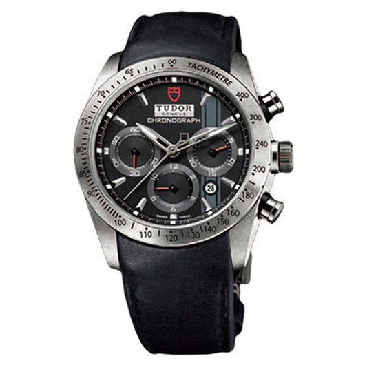 Tudor, Fastrider Black Dial Chronograph Black Leather Men's Watch