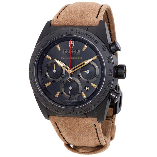 ساعة تيودور فاسترايدر بلاك شيلد كرونوغراف أوتوماتيكية للرجال بمينا أسود