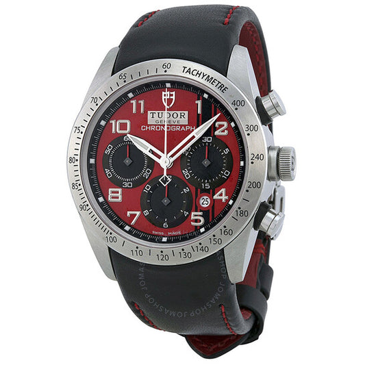 Tudor, Fastrider Chronograph Red Dial Black Leather Watch