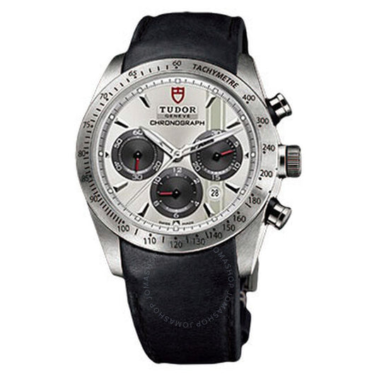 Tudor, Fastrider Silver Dial Chronograph Black Leather Men's Watch