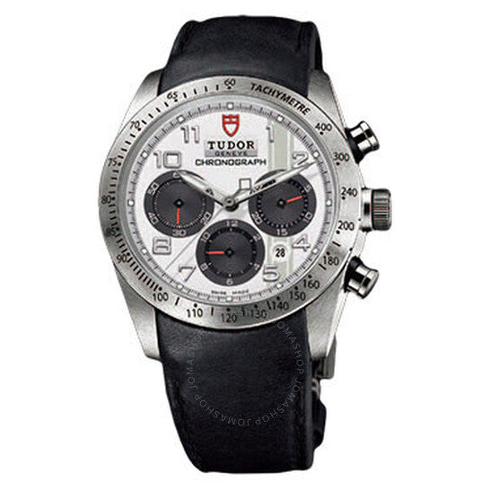 Tudor, Fastrider White Dial Chronograph Black Leather Men's Watch
