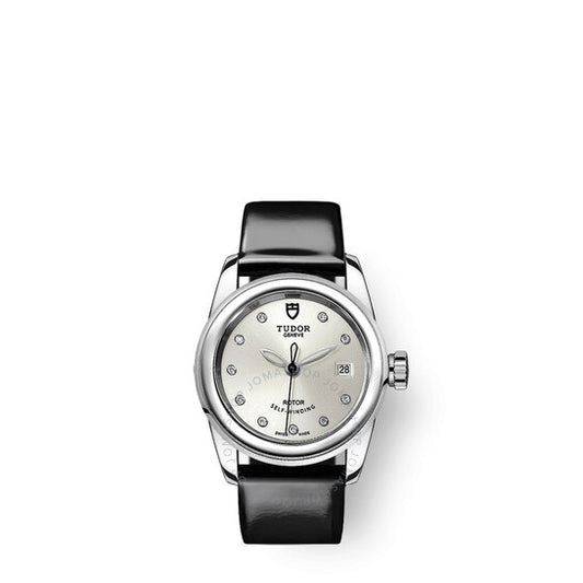 ساعة تيودور غلامور ديت أوتوماتيكية للسيدات بمينا فضية مرصعة بالألماس