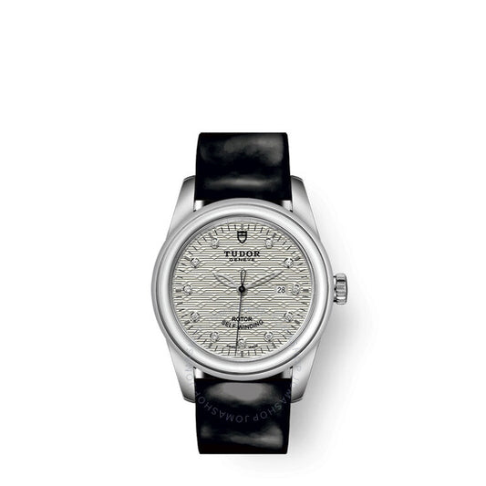 ساعة تيودور غلامور ديت أوتوماتيكية للسيدات بمينا فضية مرصعة بالألماس