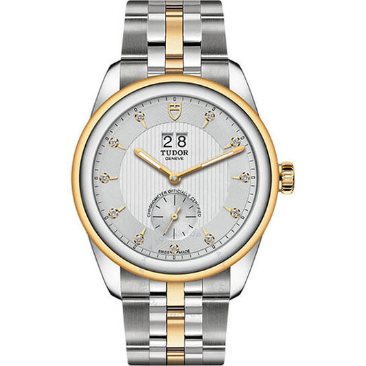 Tudor, Glamour Double Date Automatic Chronometer Diamond Silver Dial Men's Watch