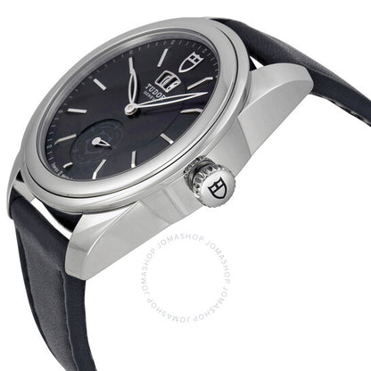 ساعة تيودور غلامور الميكانيكية بمينا أسود وجلد أسود