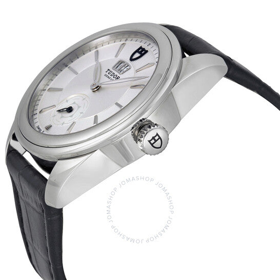 ساعة تيودور غلامور الميكانيكية بمينا فضي وجلد أسود