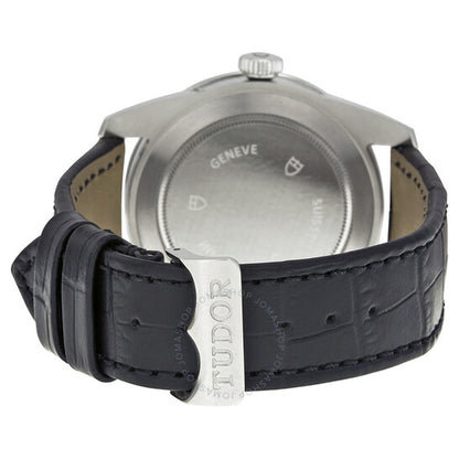 ساعة تيودور غلامور الميكانيكية بمينا فضي وجلد أسود