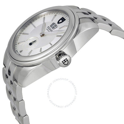 ساعة تيودور غلامور الميكانيكية بمينا فضي وستانلس ستيل