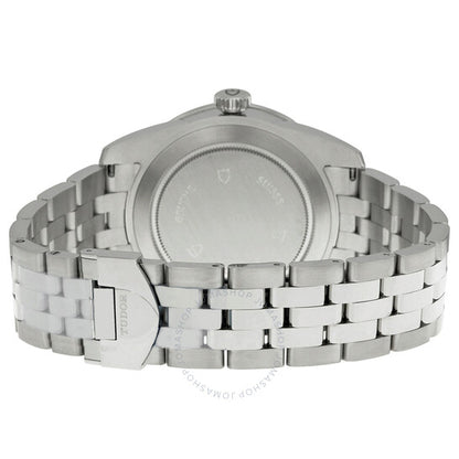 ساعة تيودور غلامور الميكانيكية بمينا فضي وستانلس ستيل