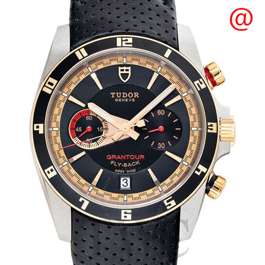 ساعة تيودور غرانتور كرونوغراف أوتوماتيكية للرجال بمينا أسود