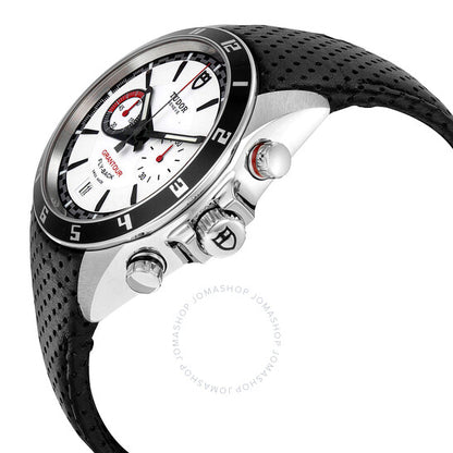 ساعة تيودور جرانتاور للرجال بمينا أبيض وجلد أسود