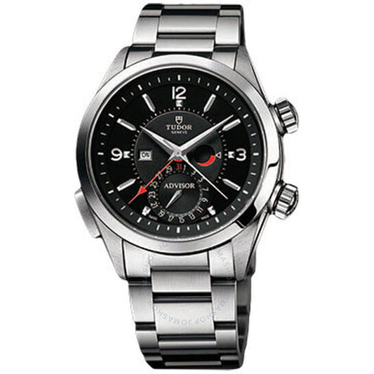 ساعة تيودور هيريتج أدفايزر للرجال بمينا أسود وستانلس ستيل 79620TN-BKSS