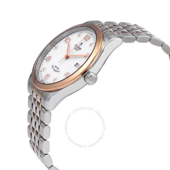 ساعة تيودور أوتوماتيكية للسيدات بمينا أبيض مرصعة بالألماس طراز M91551-0011