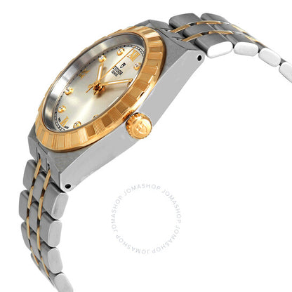 ساعة تيودور رويال أوتوماتيكية للسيدات بمينا فضية مرصعة بالألماس