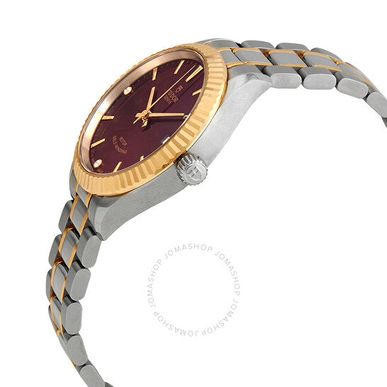 Tudor, Style Automatic Diamond Burgundy Dial Ladies Watch 12313-0015