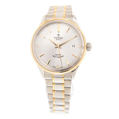 ساعة تيودور ستايل أوتوماتيكية للرجال بمينا فضي مرصعة بالألماس